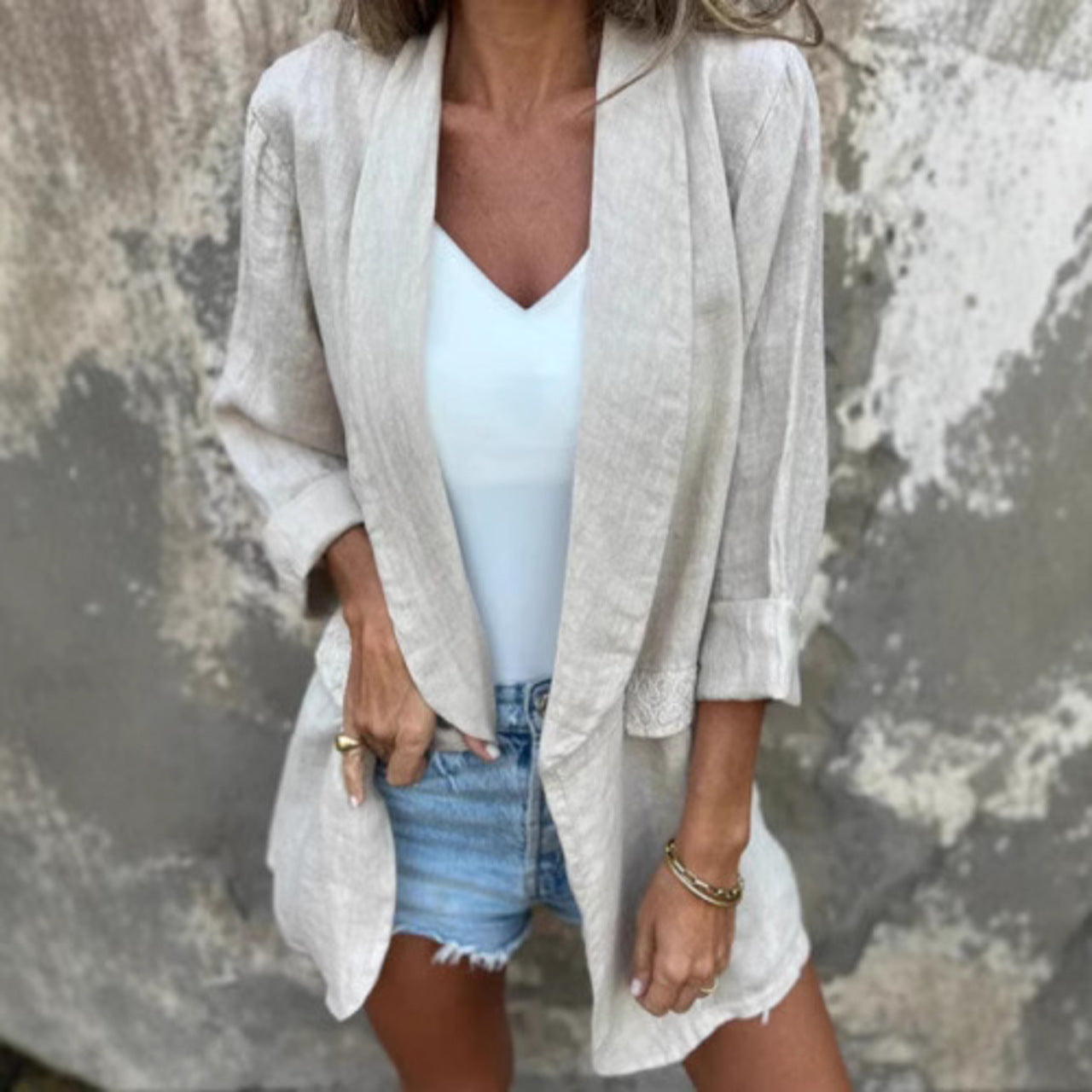Classic Women's Open Front Blazer Jacket - BritishElegance