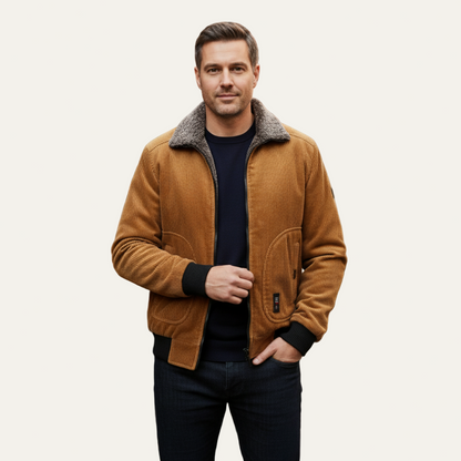 Men’s Cable Knit Long Sleeve Polo Sweater