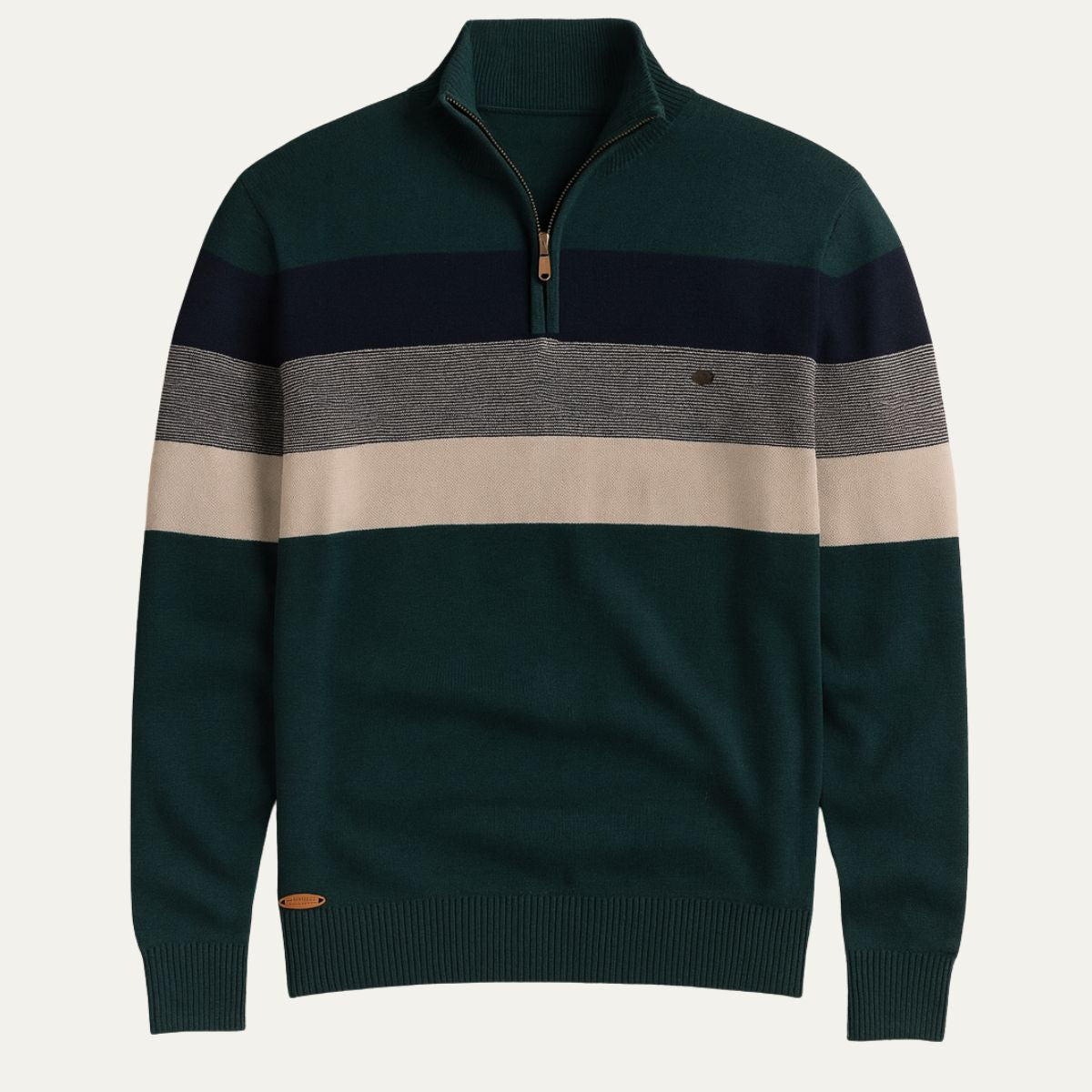 Men’s Striped Quarter Zip Knit Jumper