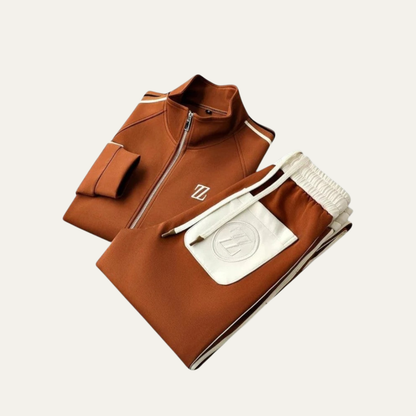 Men’s Stylish Leather-Trim Tracksuit Set