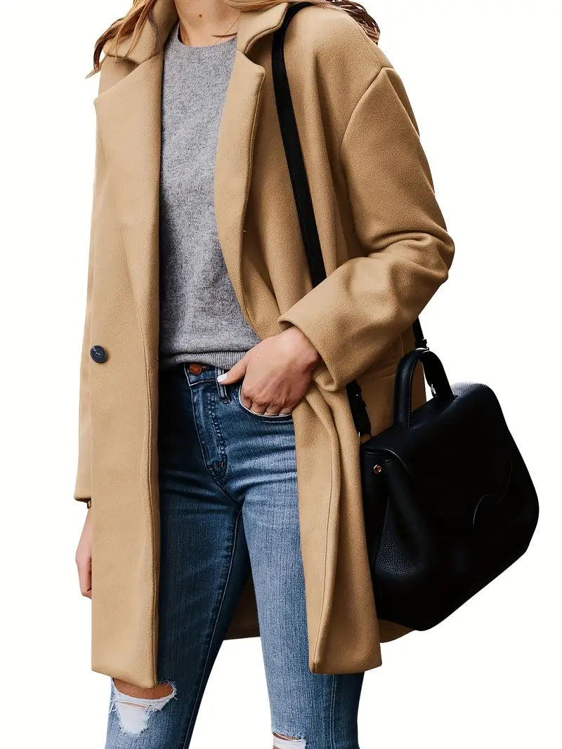 Classic Beige Waterfall Trench Coat for Women