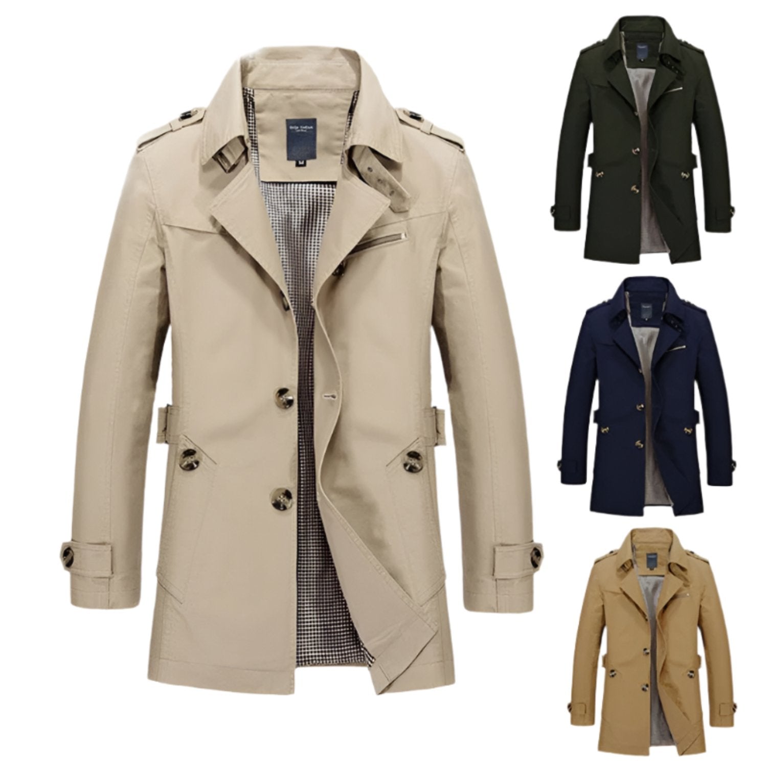 Classic Waterproof Mens Long Coat - BritishElegance