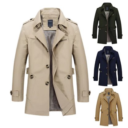Classic Waterproof Mens Long Coat - BritishElegance