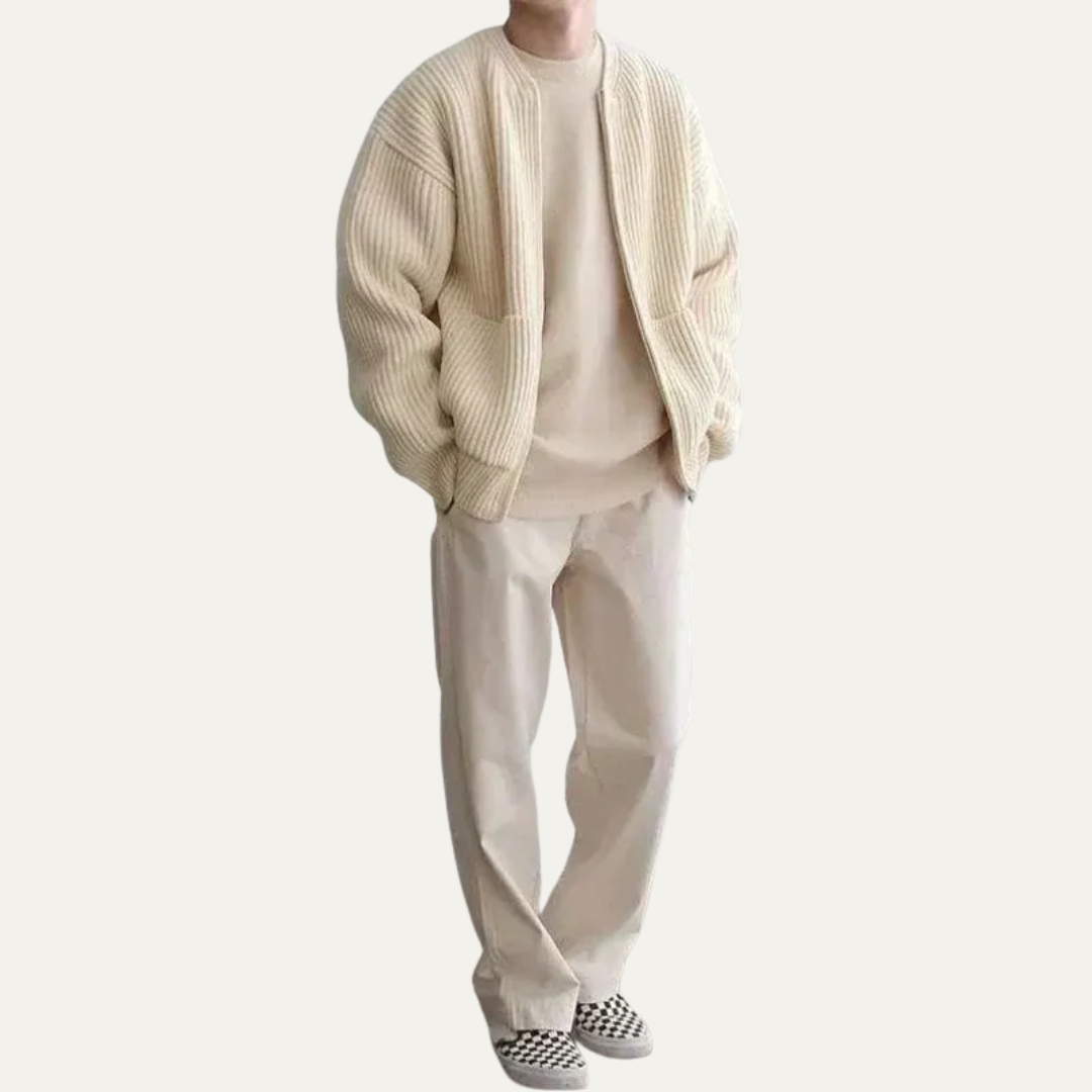 Men’s Chunky Ribbed Knit Cardigan