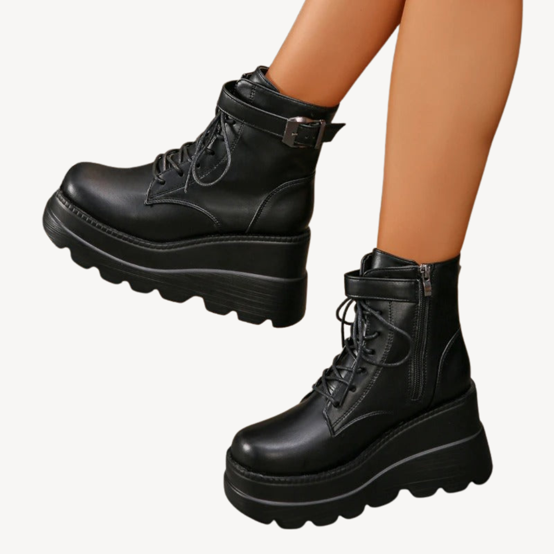 Orthopedic Black Platform Ankle Boots