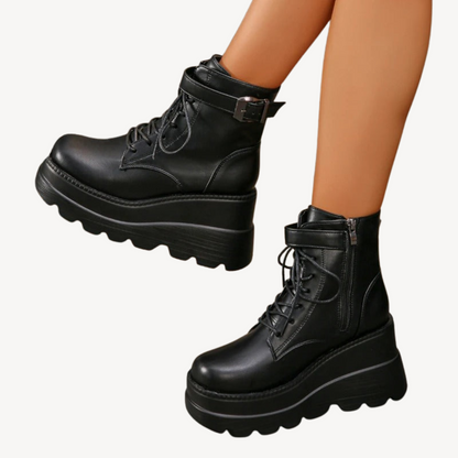 Orthopedic Black Platform Ankle Boots