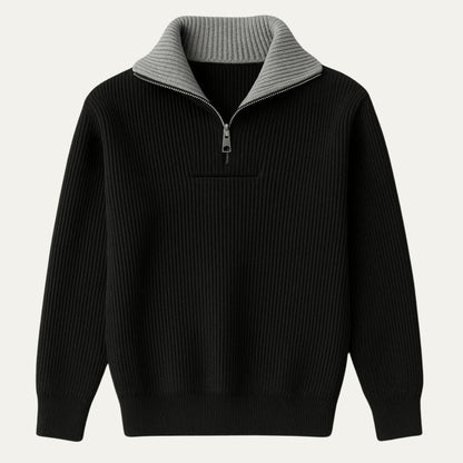 Men’s Ribbed Quarter Zip Knit Sweater