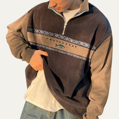 Men’s Color Block Quarter Zip Pullover Sweatshirt