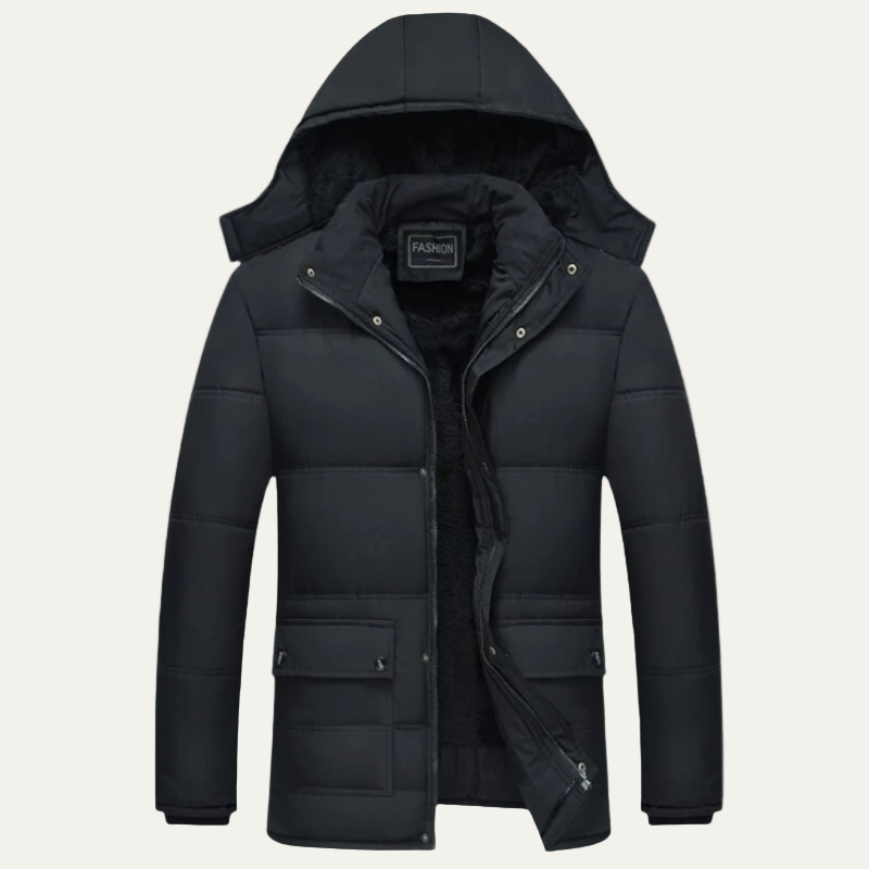 Men’s Structured Padded Puffer Jacket with Detachable Hood