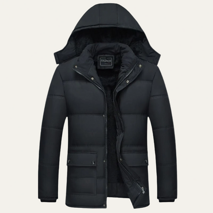 Men’s Structured Padded Puffer Jacket with Detachable Hood