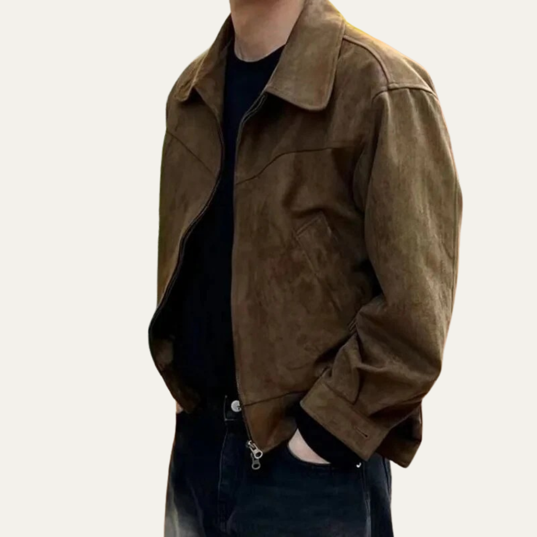 Men’s Cropped Full-Zip Trucker Jacket