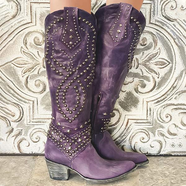 Trendy High Heel Boots - Faux Leather - Metal Buckle Detail