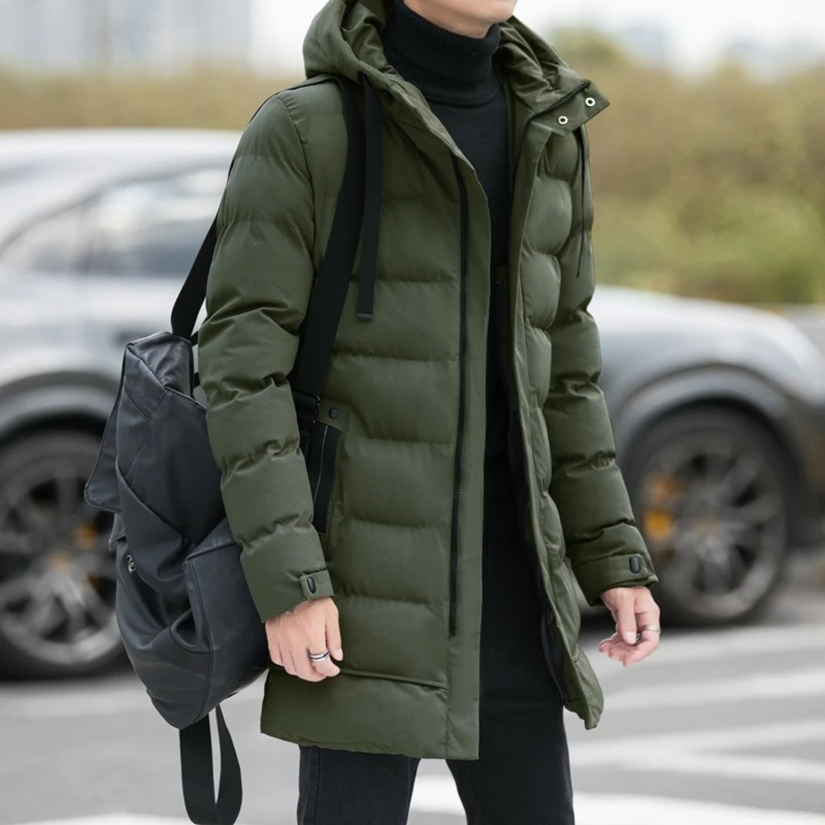 The Whitby Men's Stylish Longline Black Puffer Coat