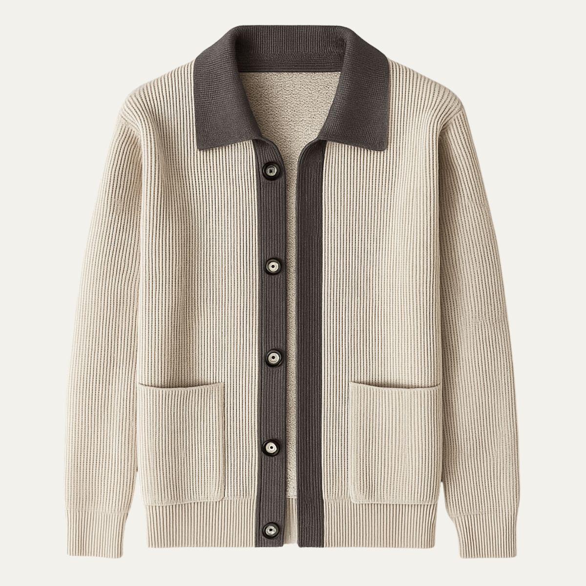 Men’s Contrasting Shawl Collar Button Front Cardigan