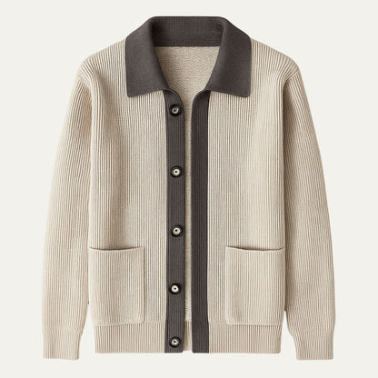 Men’s Contrasting Shawl Collar Button Front Cardigan