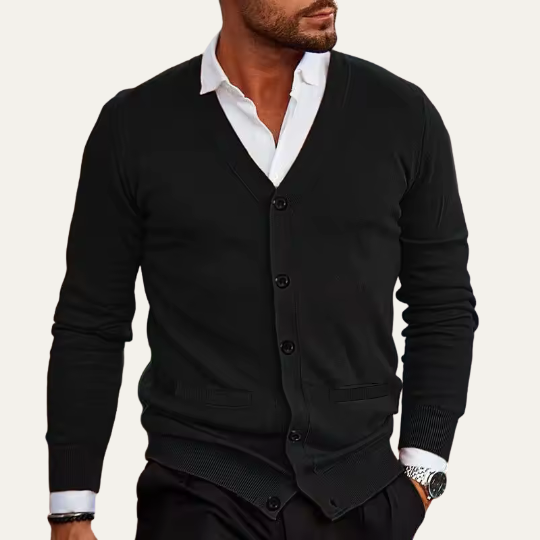 Men’s Classic V Neck Button Front Cardigan