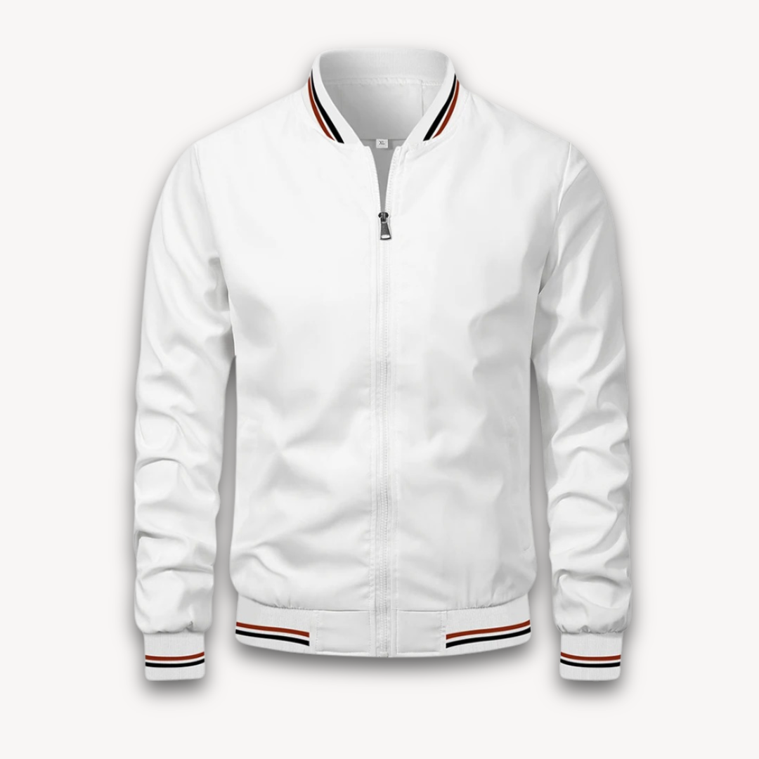 Men's Bomber Jacket - Lightweight Polyester Zip-Up Coat, Casual Windbreaker