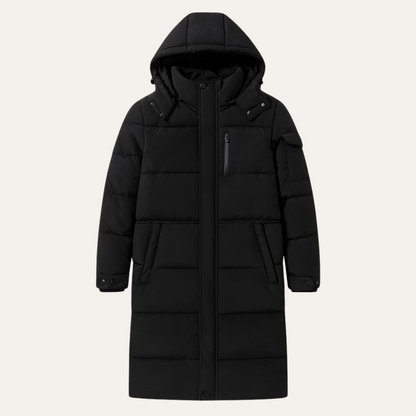 Men’s Long Quilted Puffer Coat with Hood