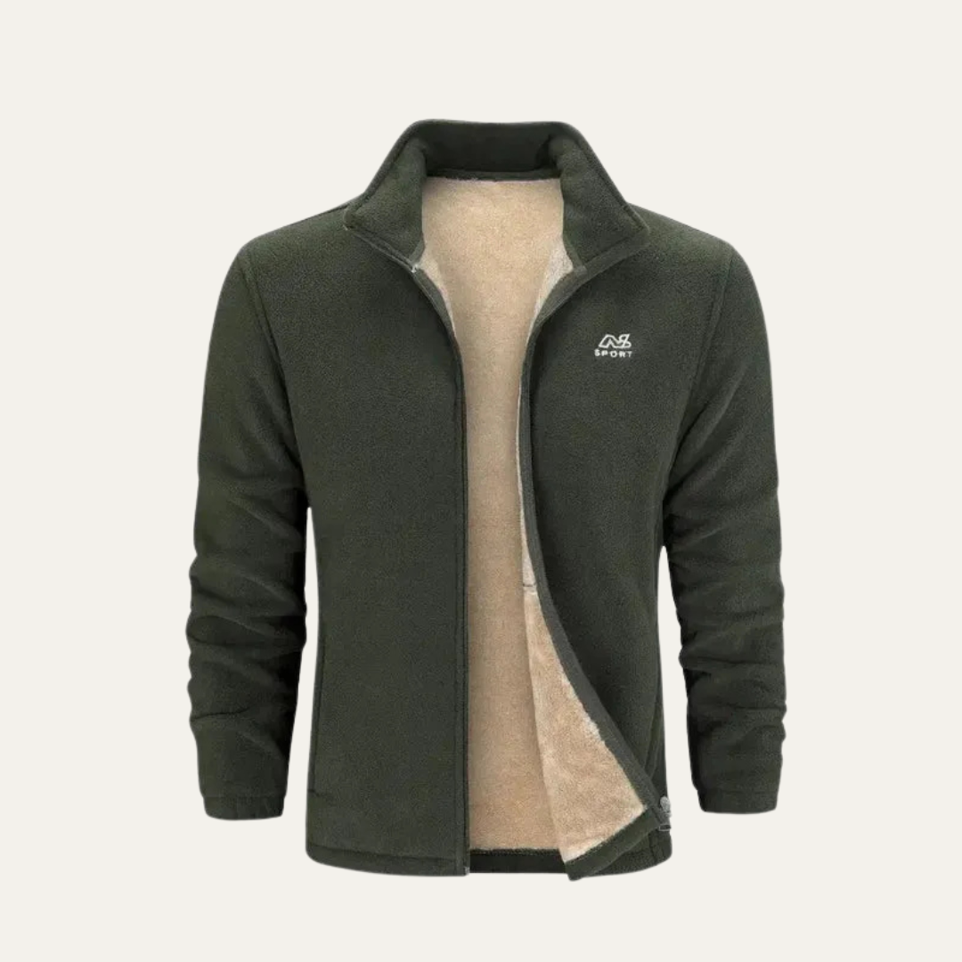 Men’s Soft Fleece Stand Collar Zip Up Jacket