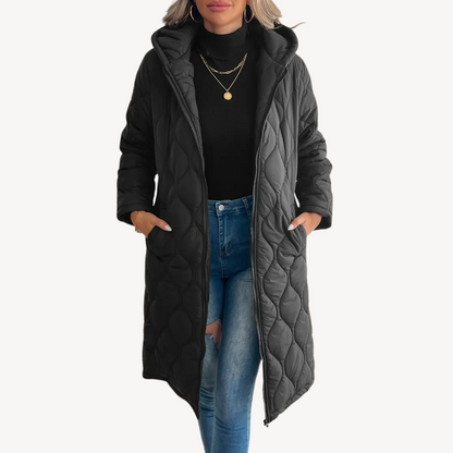 Women's Black Quilted Hooded Puffer Coat