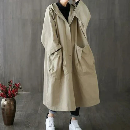 Classic oversized trench coat with belt for women