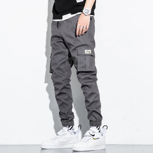 Relaxed Fit Cargo Pants with Elastic Waist and Extra Pockets - BritishElegance