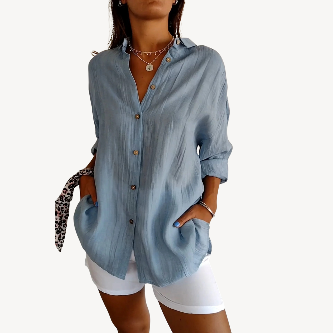 Button-Up Casual Blouse Women
