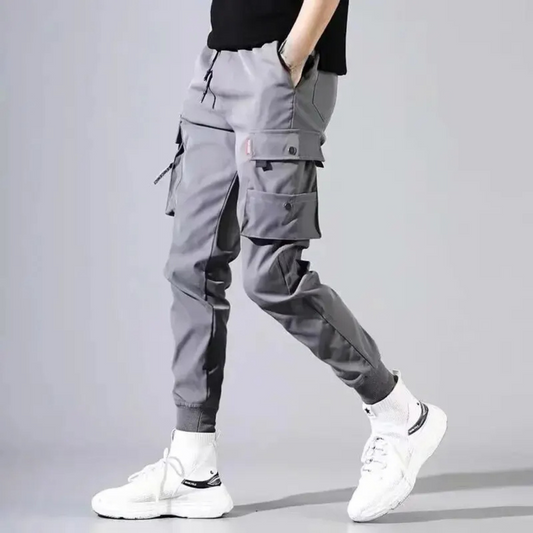 Relaxed Fit Cargo Pants with Elastic Waist - BritishElegance