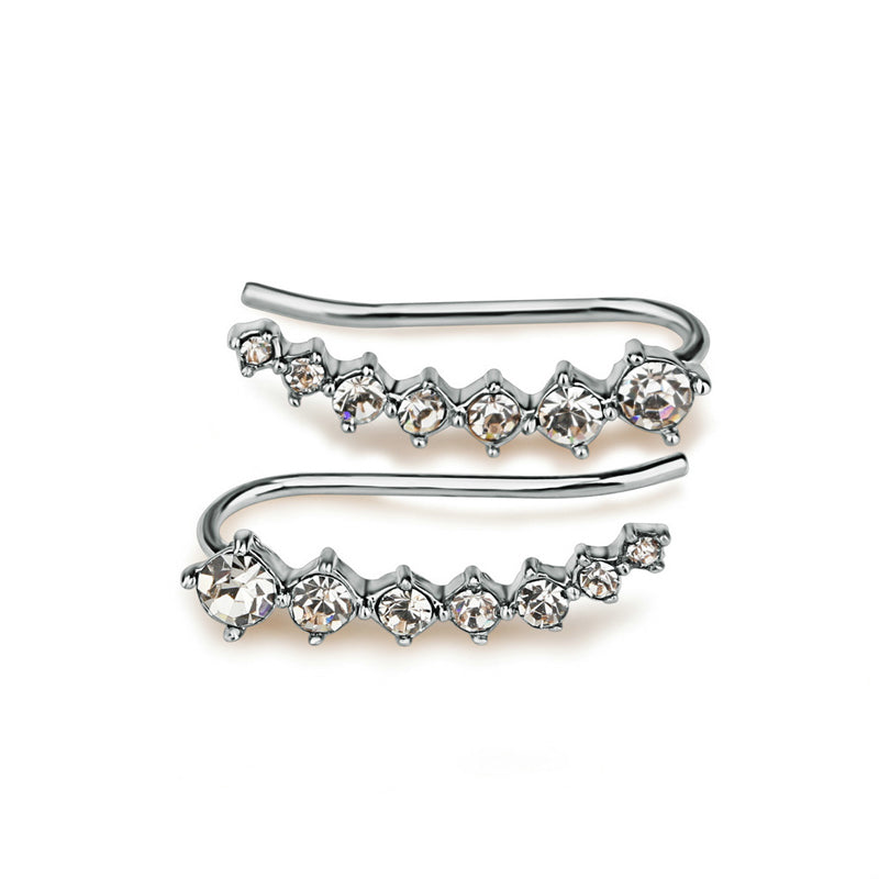 Sparkling Silver Diamond Stud Earrings