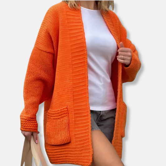 Women’s Longline Cardigan – Oversized Loose Fit – Textured Ribbed Knit – Open Front