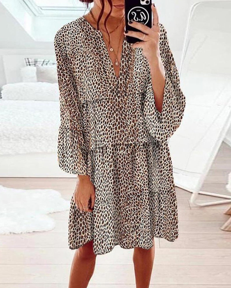 Comfortable Casual Leopard Print Sundress - BritishElegance