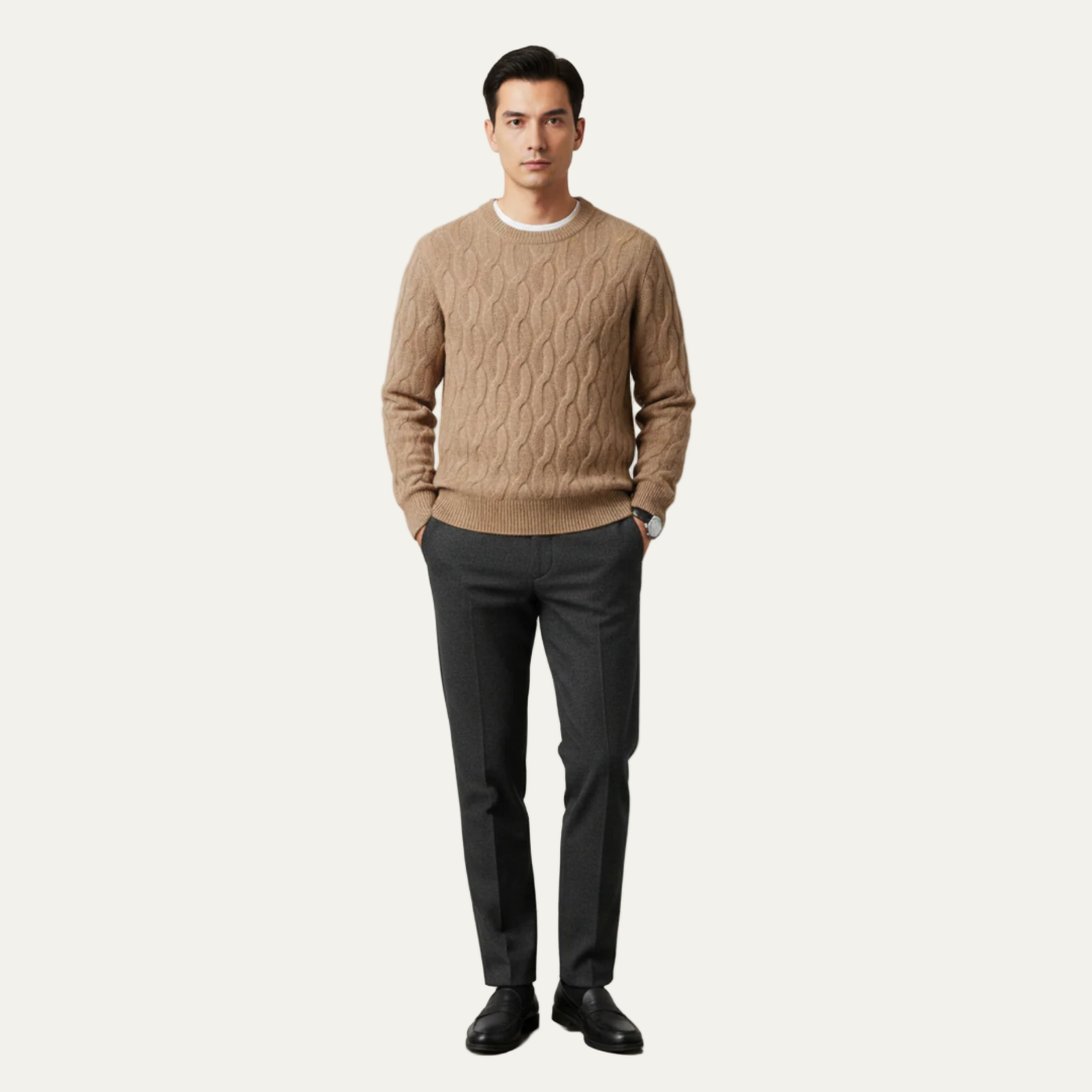 Men’s Classic Cable Knit Round Neck Sweater