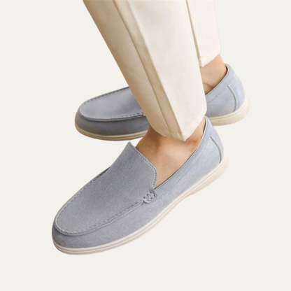 Men’s Suede Driving Moccasins with Metal Keeper Detail
