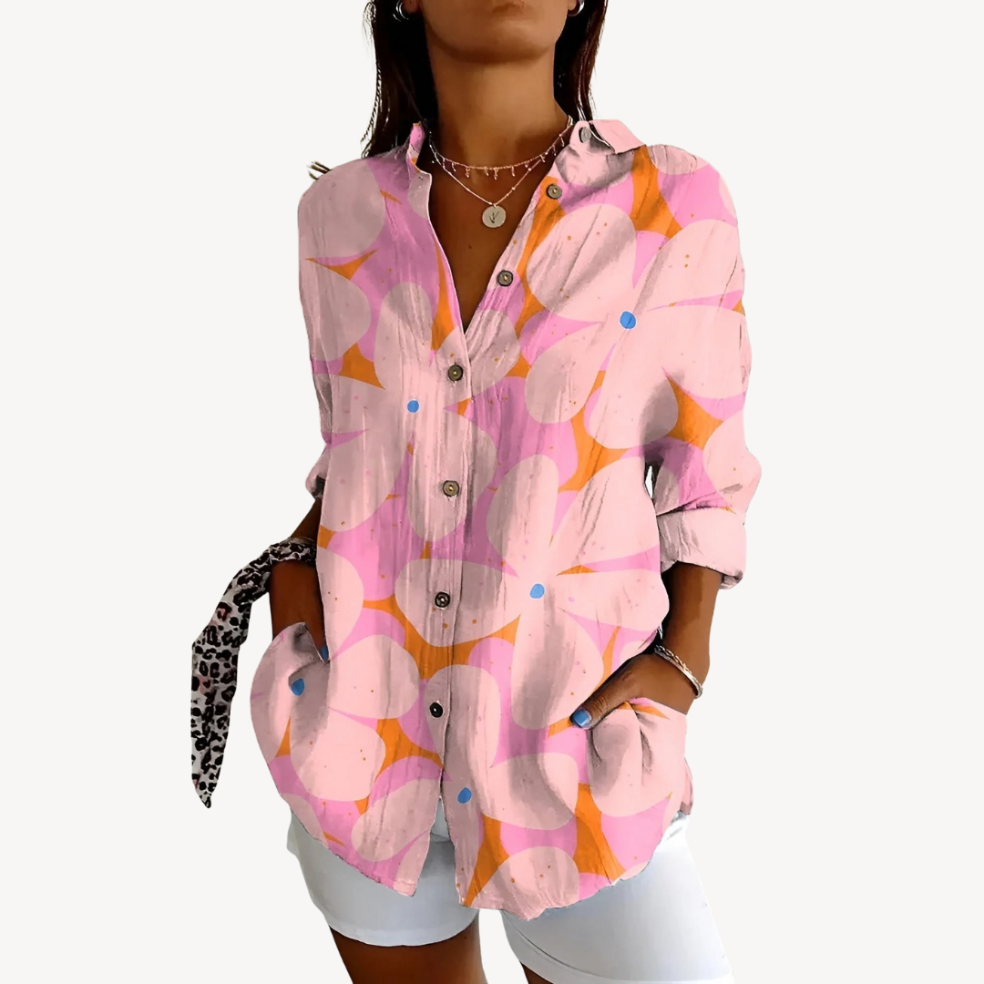 Print Button-Up Shirt Women