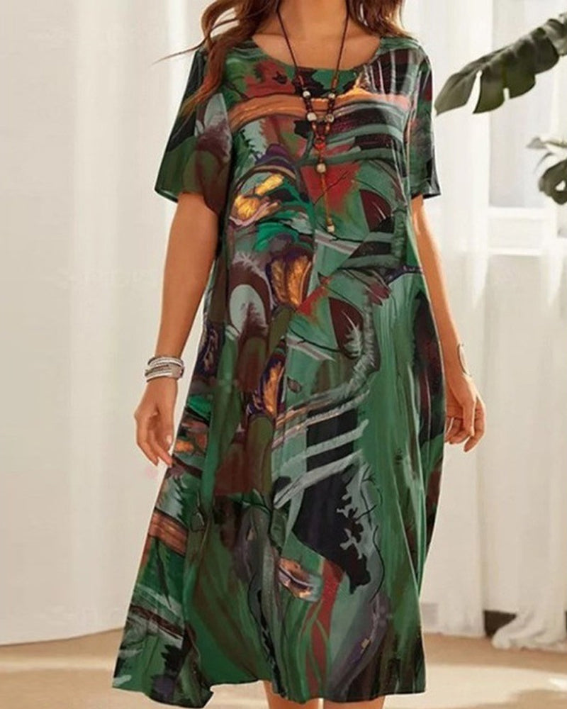 Comfortable Women's Sundress with Round Neckline