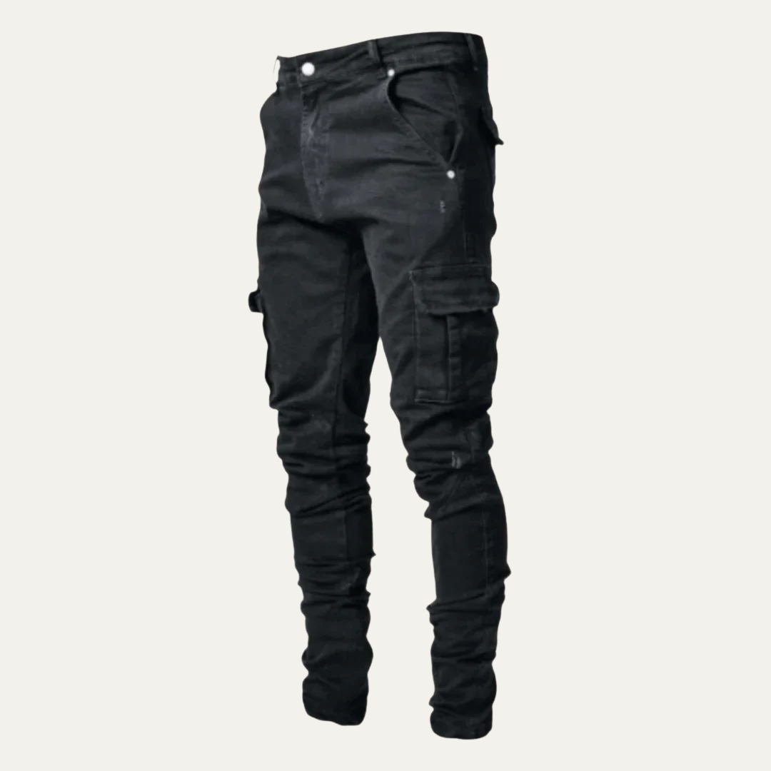 Men’s Slim Fit Stretchy Pocket Denim Cargo Pants
