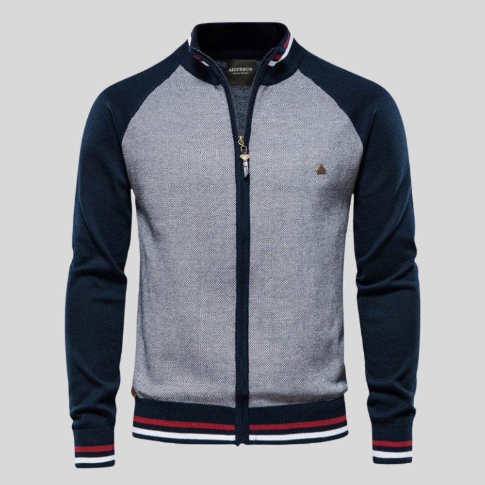Men’s Two Tone Raglan Zip Cardigan
