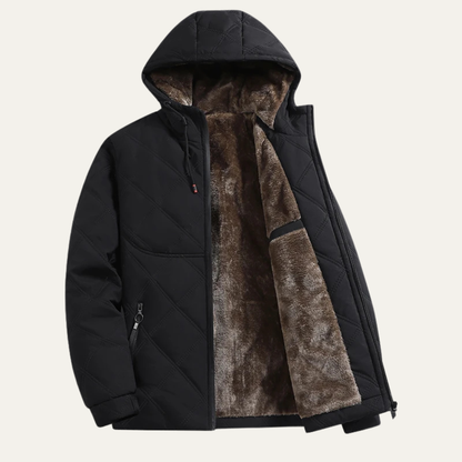 The Corvara Men’s Thick Plush Fleece Lined Winter Hooded Overcoat