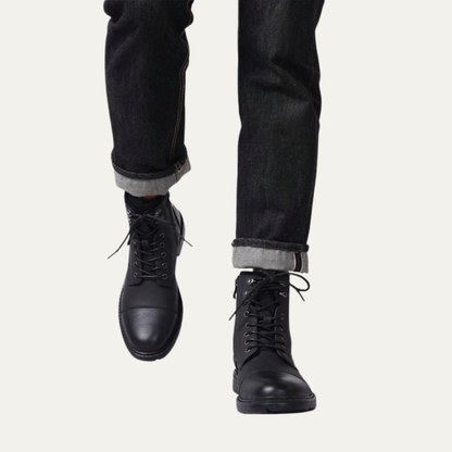 Men’s Cap Toe Lace Up Combat Style Ankle Boots