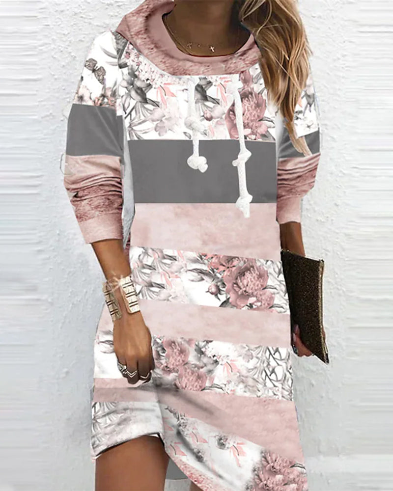 Women's Lightweight Floral Hooded Mini Dress - BritishElegance