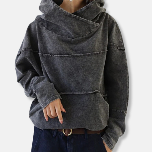 Women’s Pullover Hoodie – Oversized Fit – Draped Cowl Neck – Cotton Blend – Casual Style