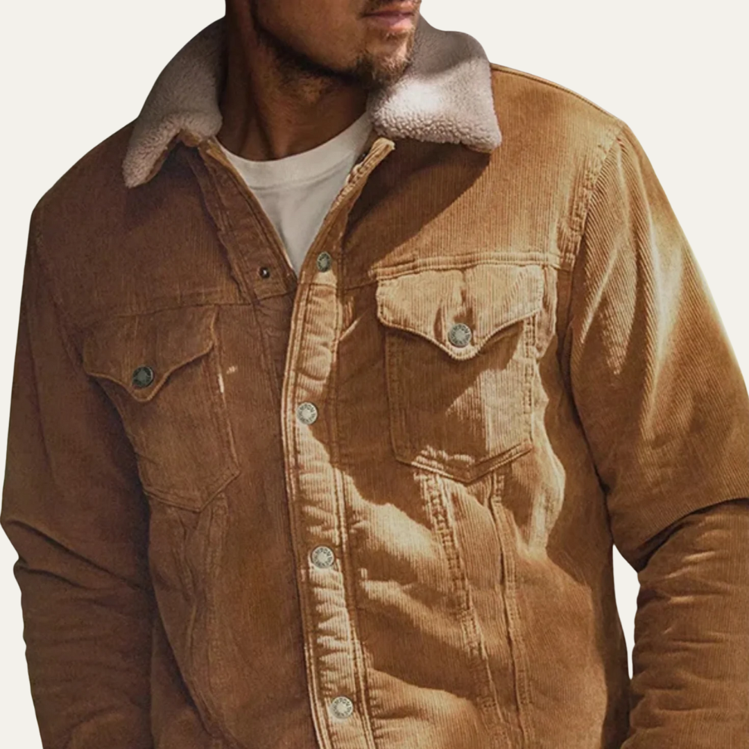 Men’s Corduroy Trucker Jacket with Sherpa Collar