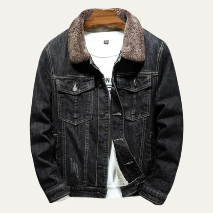Men’s Winter Shearling Lined Denim Trucker Jacket