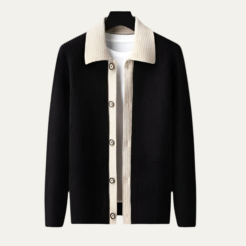Men’s Contrasting Shawl Collar Button Front Cardigan
