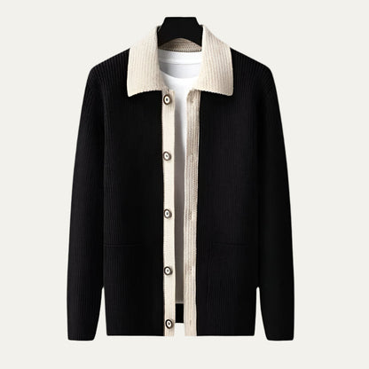 Men’s Contrasting Shawl Collar Button Front Cardigan