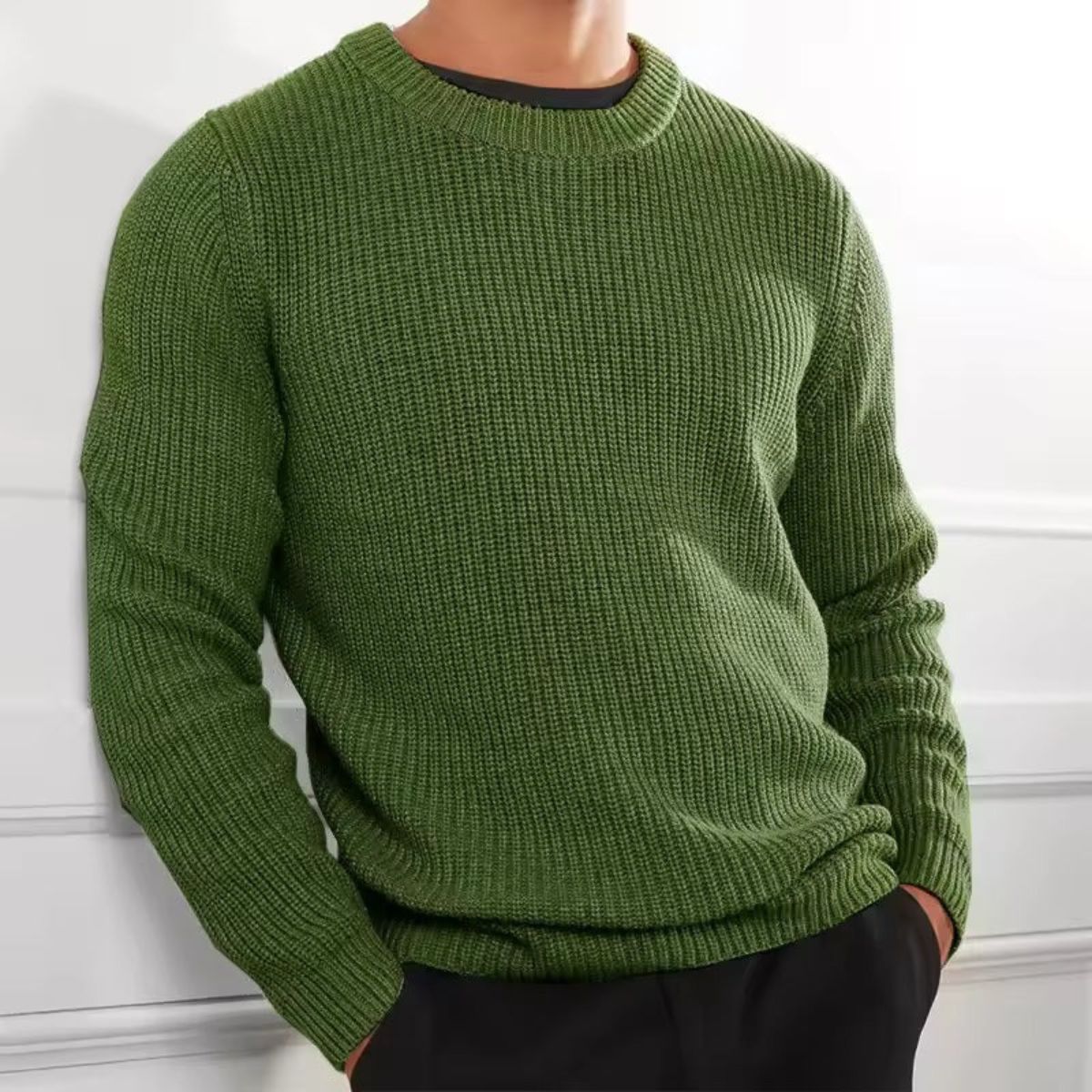 Men’s Ribbed Knit Crewneck Sweater