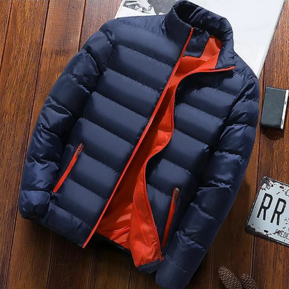 Warm Water Resistant Zip Up Puffer Coat for Men - BritishElegance