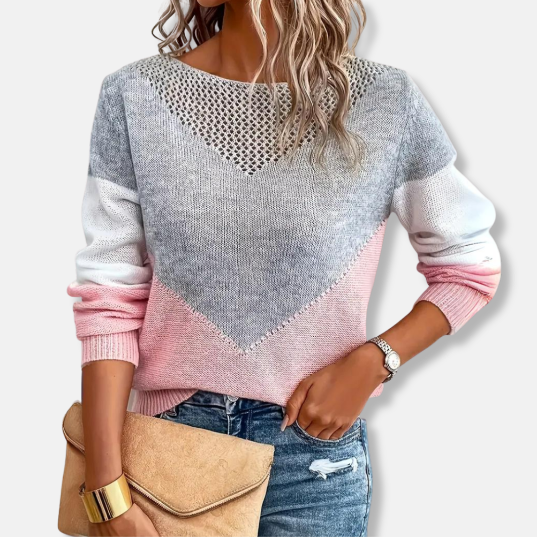 Isla Relaxed Fit Jumper | Boat Neck Color Block Jumper