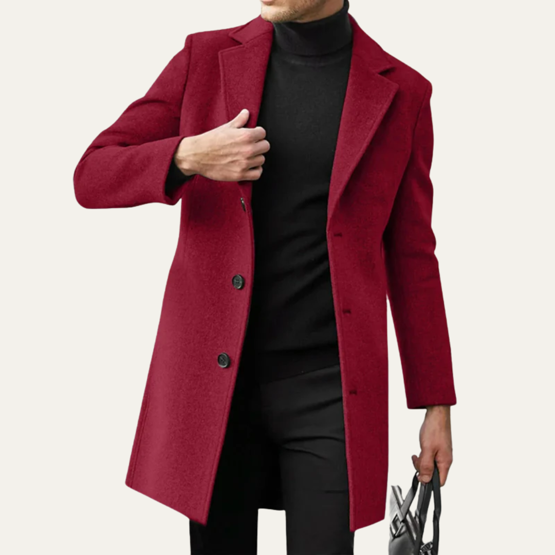 Men’s Classic Mid-Thigh Wool Blend Overcoat