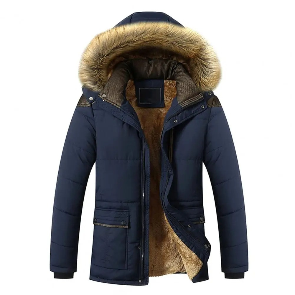 Warm Men's Quilted Parka with Fur Hood - BritishElegance